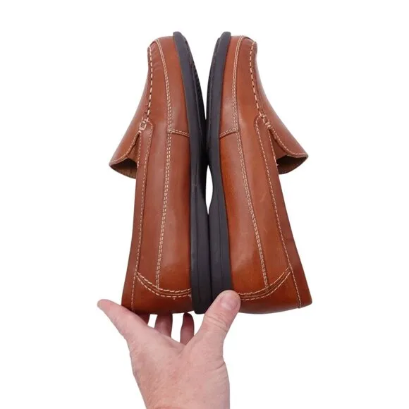 Johnston &amp; Murphy Locklin Venetian Loafers Boys Sz 5M Brown Leather Slip On