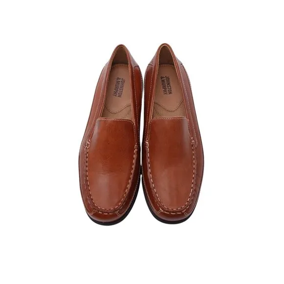 Johnston &amp; Murphy Locklin Venetian Loafers Boys Sz 5M Brown Leather Slip On