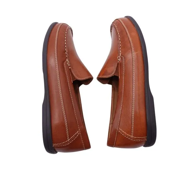 Johnston &amp; Murphy Locklin Venetian Loafers Boys Sz 5M Brown Leather Slip On