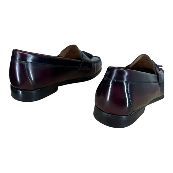 Johnston &amp; Murphy Men’s 13 M Maroon Slip On Loafers Tassel Leather Pre Flexed