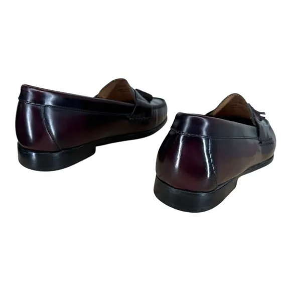 Johnston &amp; Murphy Men’s 13 M Maroon Slip On Loafers Tassel Leather Pre Flexed