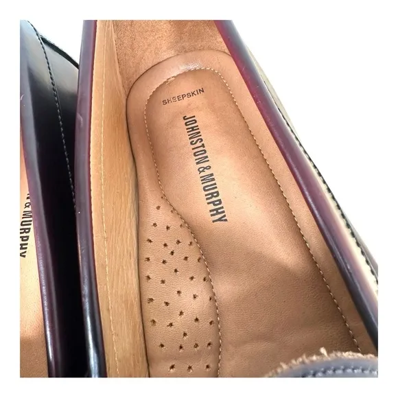 Johnston &amp; Murphy Men’s 13 M Maroon Slip On Loafers Tassel Leather Pre Flexed