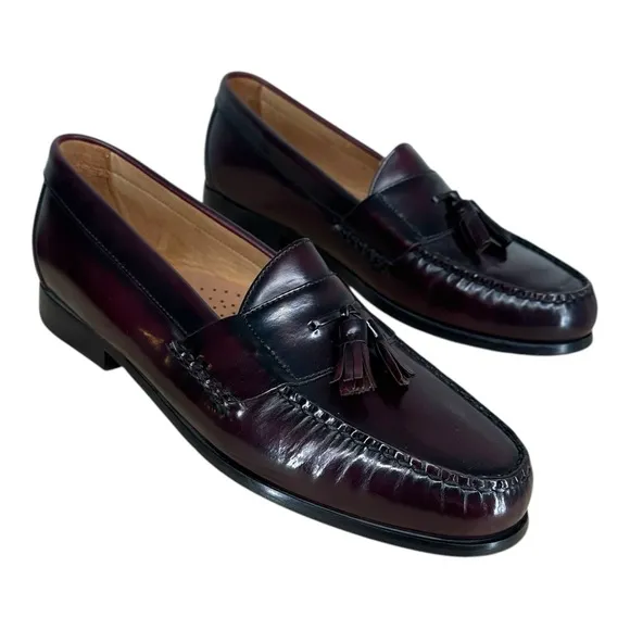 Johnston &amp; Murphy Men’s 13 M Maroon Slip On Loafers Tassel Leather Pre Flexed