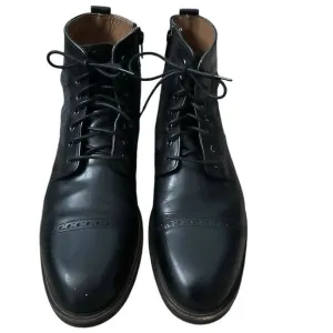 Johnston and Murphy JM 1890  Leather Wool Cap Toe Black Leather Boots | Size 8.5