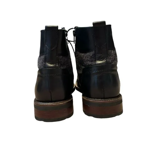 Johnston and Murphy JM 1890  Leather Wool Cap Toe Black Leather Boots | Size 8.5