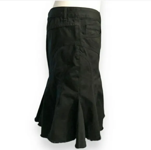 JOIE Black Vintage Cotton Pleated Miniskirt W/ Frayed Hem EUC!