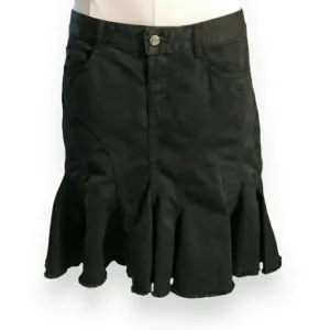 JOIE Black Vintage Cotton Pleated Miniskirt W/ Frayed Hem EUC!
