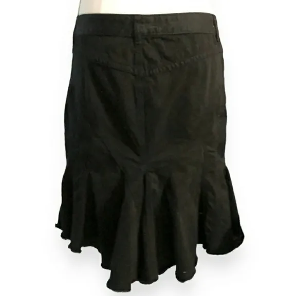 JOIE Black Vintage Cotton Pleated Miniskirt W/ Frayed Hem EUC!