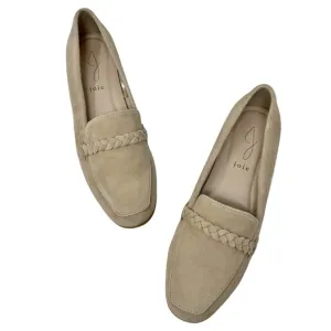 Joie Suede New Leather Braided Trim Loafers Flats Minimalist Comfort Tan Size 7