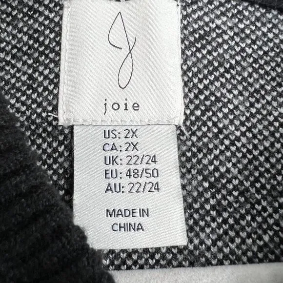 JOIE Women's Black &amp; White Chevron Long Sleeve Hooded Sweater Size 2x