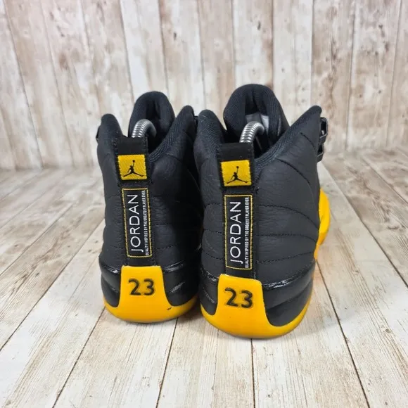 Jordan 12 Retro Black Taxi Youth Sneakers Shoes 2020‎ 153265-070 Size 5.5Y