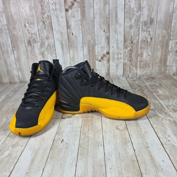 Jordan 12 Retro Black Taxi Youth Sneakers Shoes 2020‎ 153265-070 Size 5.5Y