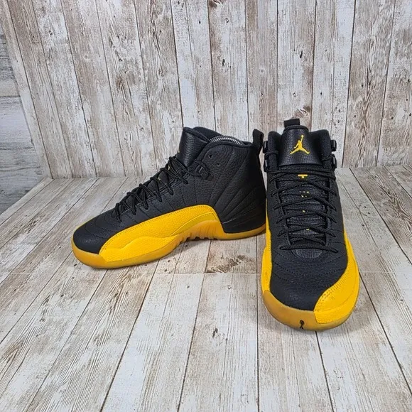 Jordan 12 Retro Black Taxi Youth Sneakers Shoes 2020‎ 153265-070 Size 5.5Y