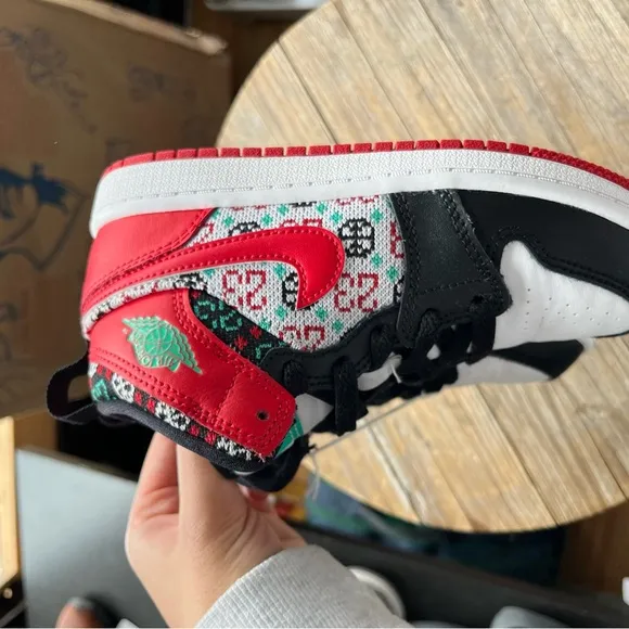 Jordan Black and Red Sneakers Mid-Top Basketball Style