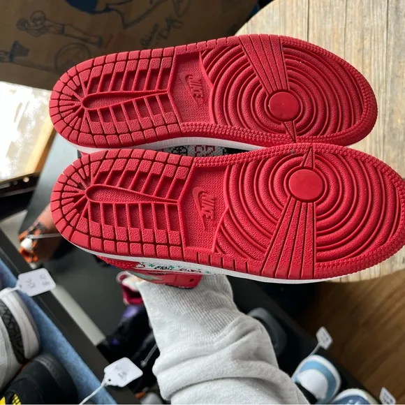 Jordan Black and Red Sneakers Mid-Top Basketball Style