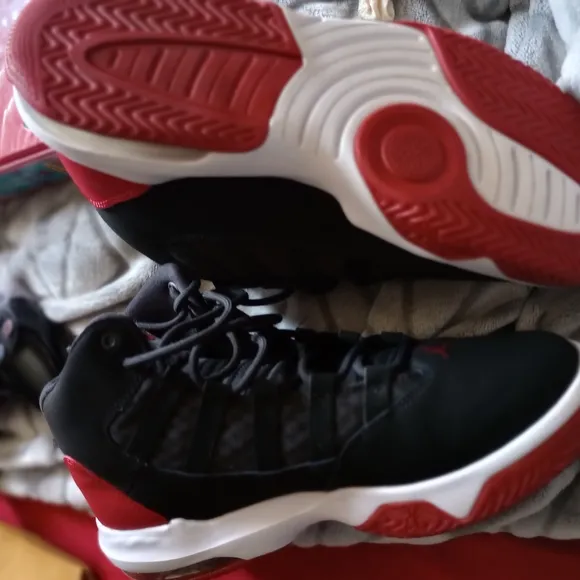 Jordan Black and Red Sneakers with Nubuck Upper