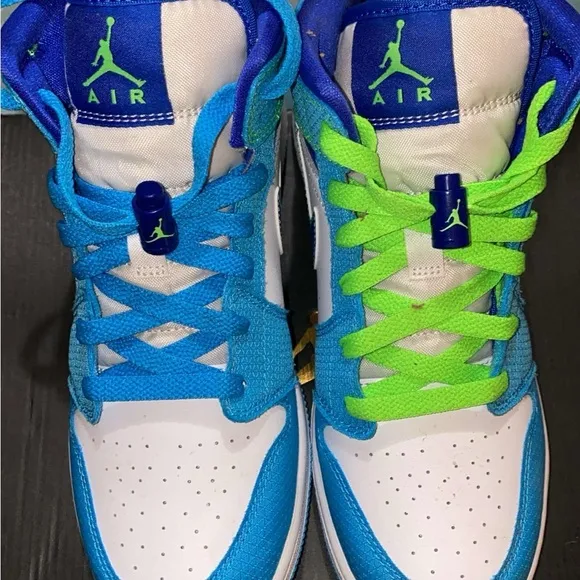 Jordan Blue and Green High-Top Sneakers