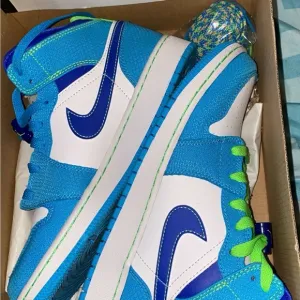 Jordan Blue and Green High-Top Sneakers
