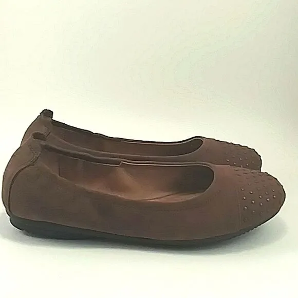 Josef Seibel Ballet Flats Suede Leather Cap Toe Studded Brown EUR 37