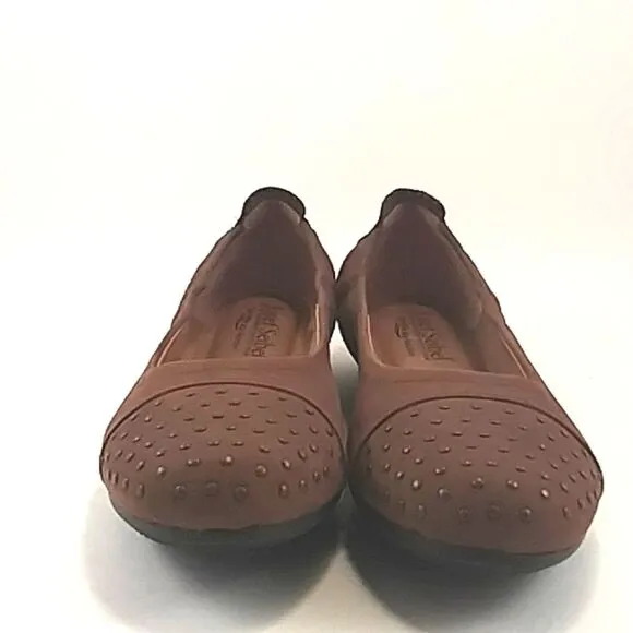 Josef Seibel Ballet Flats Suede Leather Cap Toe Studded Brown EUR 37
