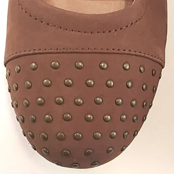 Josef Seibel Ballet Flats Suede Leather Cap Toe Studded Brown EUR 37