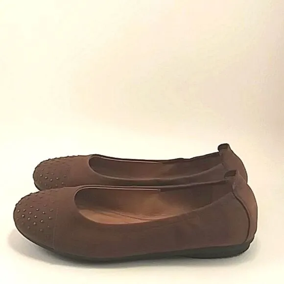 Josef Seibel Ballet Flats Suede Leather Cap Toe Studded Brown EUR 37