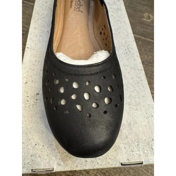 Josef Seibel Pippa Ballet Flat Womens Shoes‎ Size EU 40 US 9 Die Cut Black!!