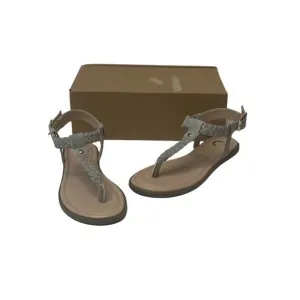 Journee Collection Thong Sandals Women's 7 Grey Adjustable Braided Strap NEW