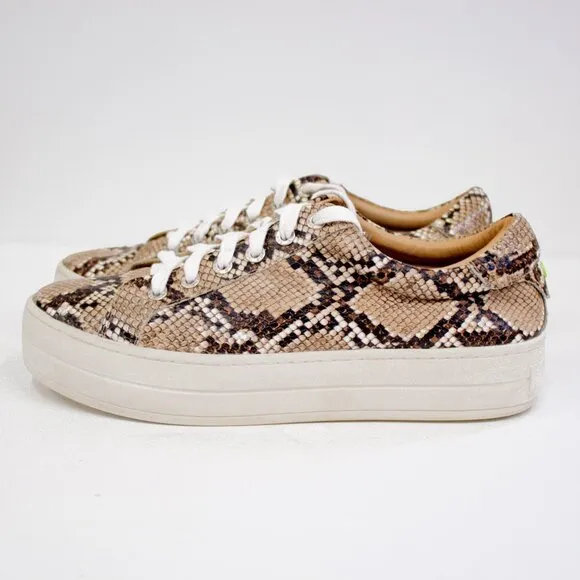 J/Slides Hilton Women's Platform Leather Snakeskin Print Sneakers Size 8.5