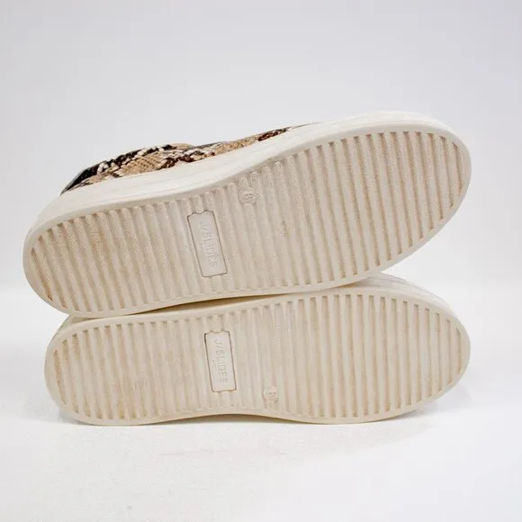 J/Slides Hilton Women's Platform Leather Snakeskin Print Sneakers Size 8.5
