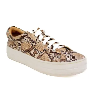 J/Slides Hilton Women's Platform Leather Snakeskin Print Sneakers Size 8.5