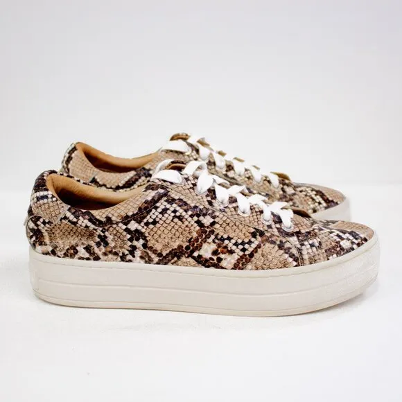 J/Slides Hilton Women's Platform Leather Snakeskin Print Sneakers Size 8.5