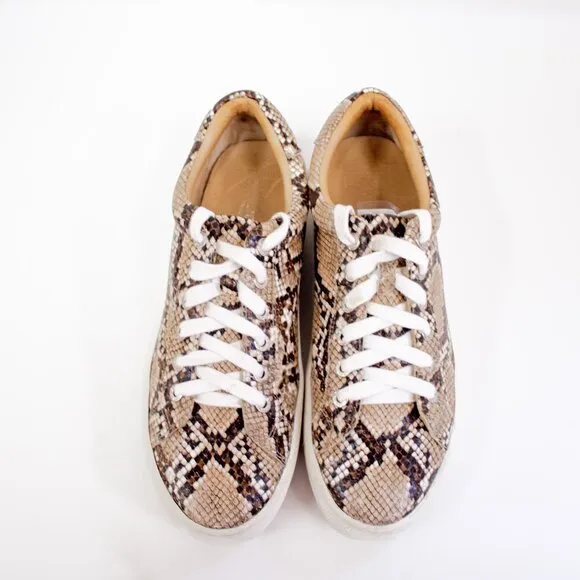 J/Slides Hilton Women's Platform Leather Snakeskin Print Sneakers Size 8.5