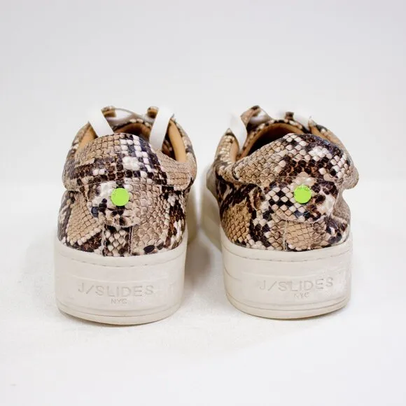 J/Slides Hilton Women's Platform Leather Snakeskin Print Sneakers Size 8.5
