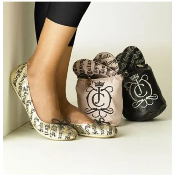 Juicy couture y2k vintage logo folding ballet flats shoes