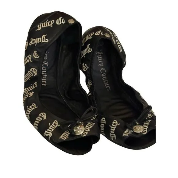 Juicy couture y2k vintage logo folding ballet flats shoes