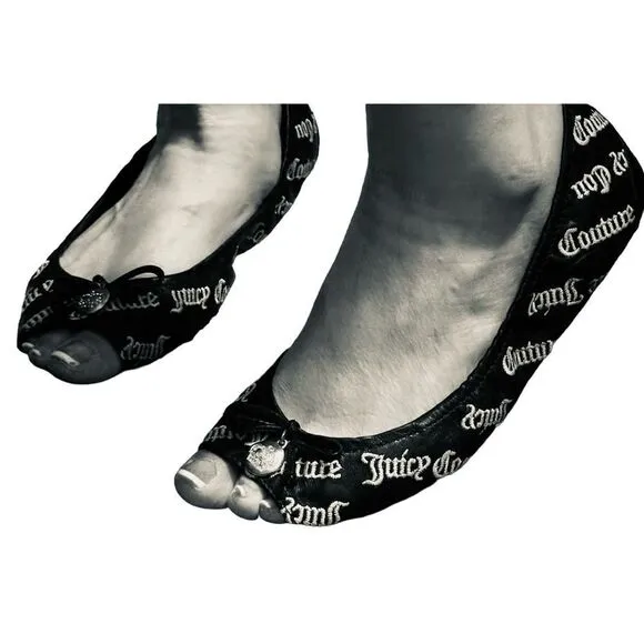 Juicy couture y2k vintage logo folding ballet flats shoes