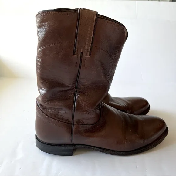 Justin Brown Leather Calf High Boots Size 10 D