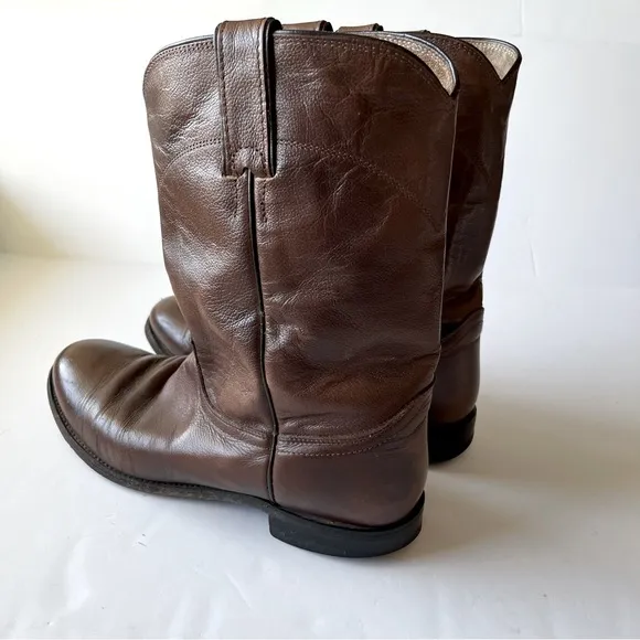 Justin Brown Leather Calf High Boots Size 10 D