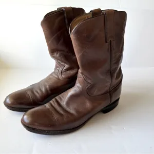 Justin Brown Leather Calf High Boots Size 10 D