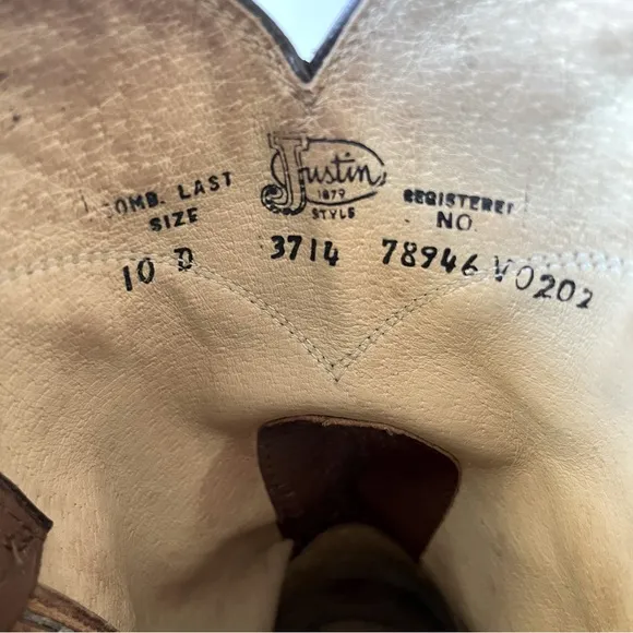 Justin Brown Leather Calf High Boots Size 10 D