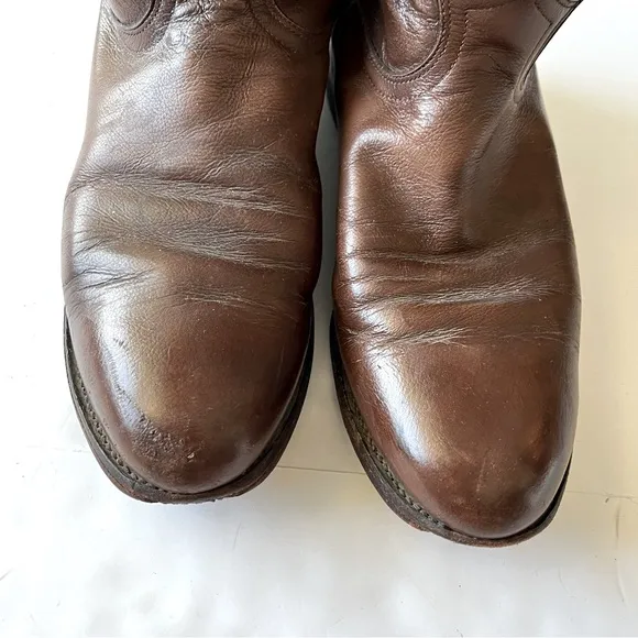 Justin Brown Leather Calf High Boots Size 10 D