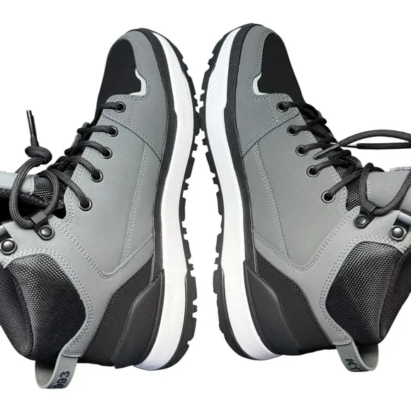 K1X FTX RUN Hiking Boots Mens 10 Gray Black White Trail Mid Sneakers 1993 Logo