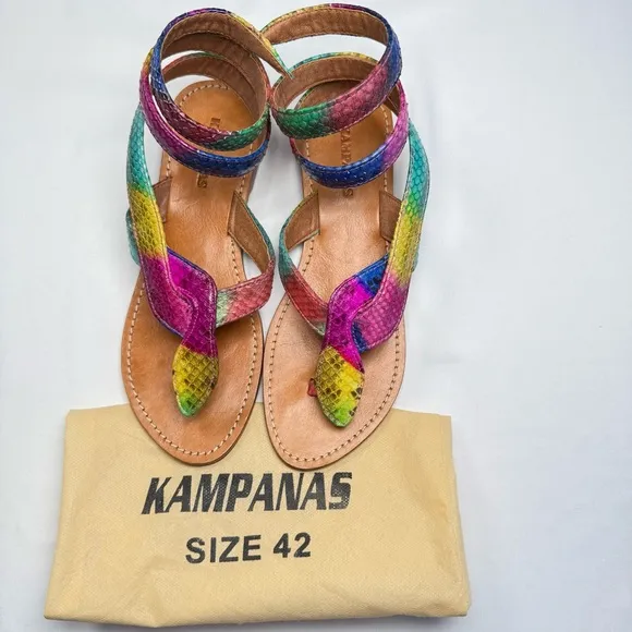 Kampanas Colorful Snakeskin Leather Gladiator Sandal