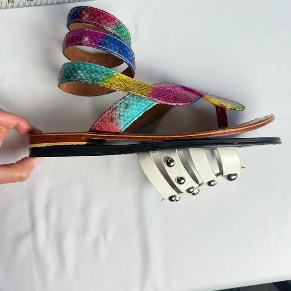 Kampanas Colorful Snakeskin Leather Gladiator Sandal