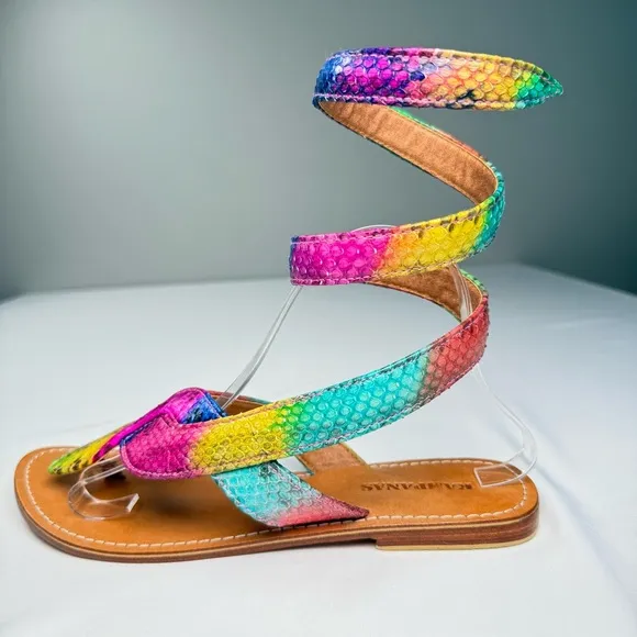 Kampanas Colorful Snakeskin Leather Gladiator Sandal
