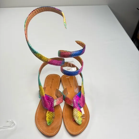 Kampanas Colorful Snakeskin Leather Gladiator Sandal