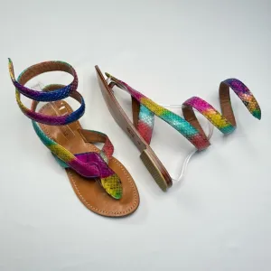Kampanas Colorful Snakeskin Leather Gladiator Sandal