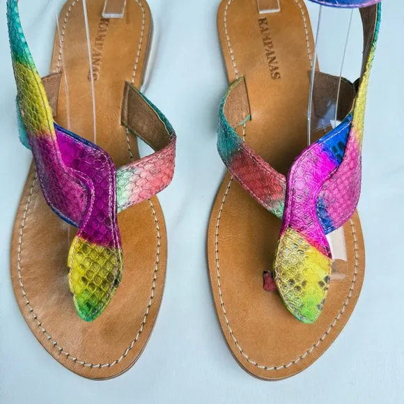 Kampanas Colorful Snakeskin Leather Gladiator Sandal