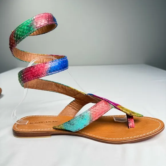Kampanas Colorful Snakeskin Leather Gladiator Sandal
